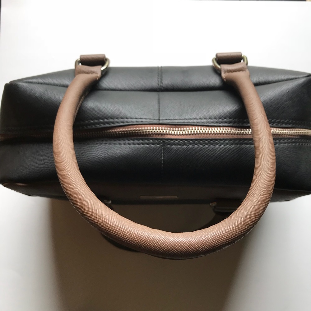 CROSS leather zip shoulder bag purse black brown - Picture 3 of 6